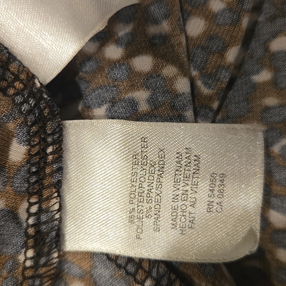 Jones New York Cap Sleeve Brown W/ Black,White,& Tan Abstract Dots Dress Size 10 - Picture 7 of 12